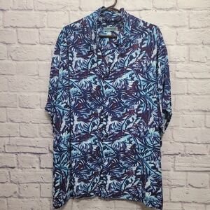 Cubavera Hawaiian Tropical Button Shirt Size 2XLT Big & Tall Viscose Camp Travel